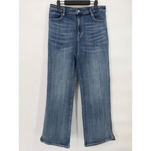 RISEN High Rise Slim Straight Jeans Women's 2XL Blue Denim Slit Leg